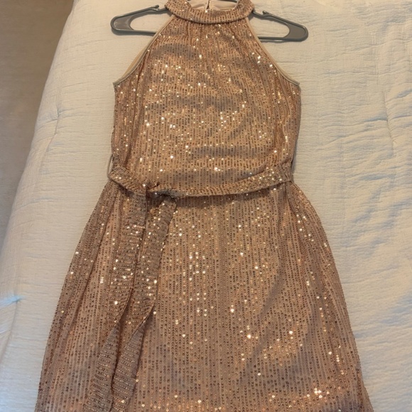 SHEIN SEQUIN PARTY COCKTAIL DRESS GOLD SIZE SMALL - Picture 2 of 6